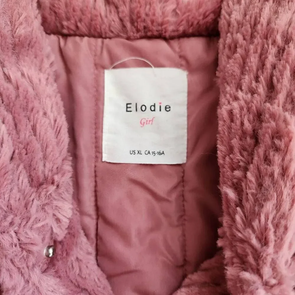 Elodie Jacket Kids Girls XL Fleece Hooded Teddy Nordstrom Snap Outerwear Fuzzy S